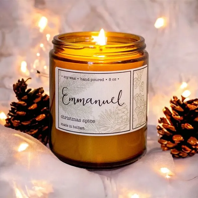 Christmas Spice soy candle in amber glass jar - Emmanuel