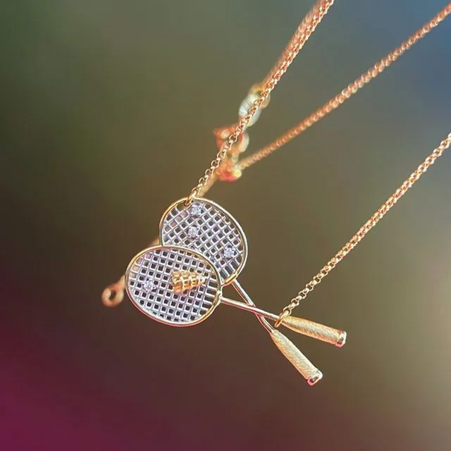Unique Design Badminton Racket Necklace