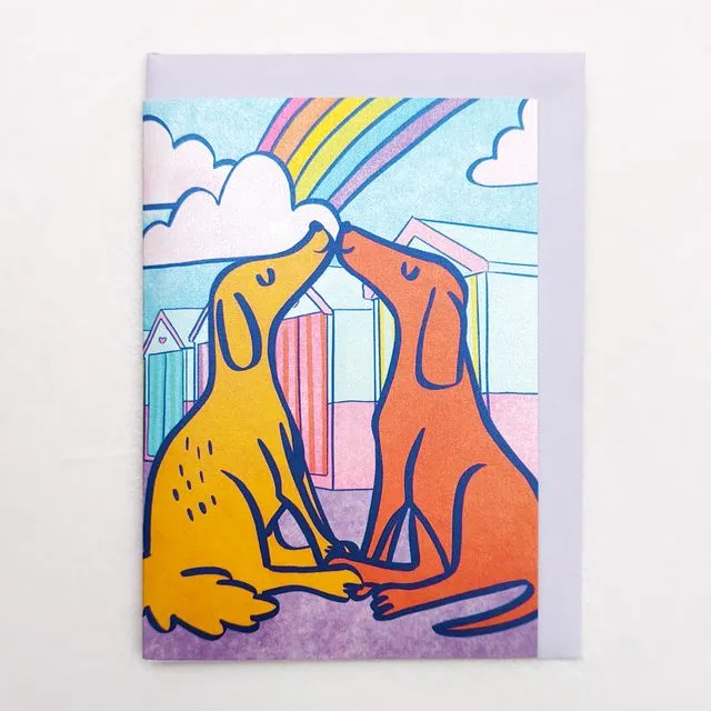 Puppy Love Brighton Seafront Valentines Day Greetings Card