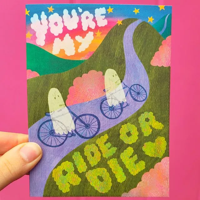 Ride or Die - Ghosts on Bikes - Love - Greetings Card