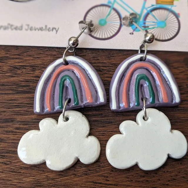 Rainbow and cloud earrings