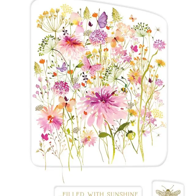Greeting Card Birthday - Flower Press Pink Dahlia- WFP18