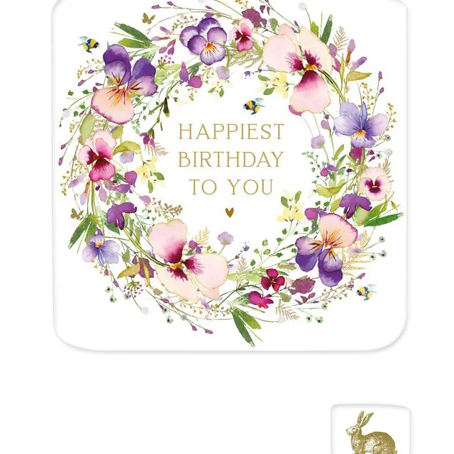 Greeting Card Birthday - Flower Press Pansy Circle -WFP13