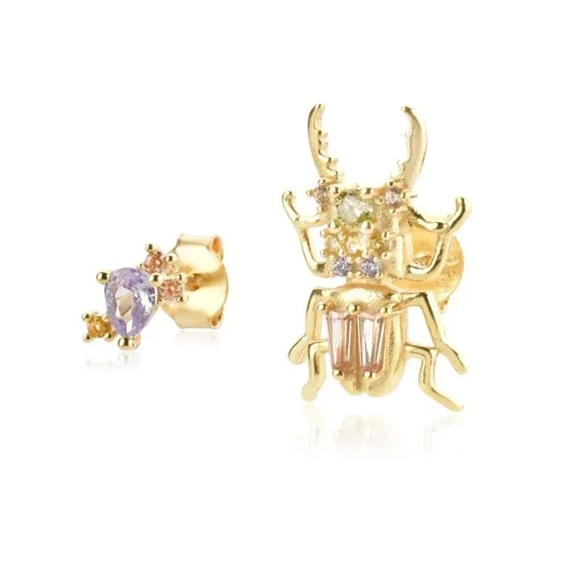 Bergamo - Bug Me Studded Beetle Crystal Earrings