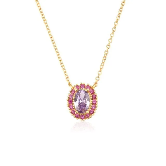 Maui - Purple Pink Multi Crystal Pendant Necklace