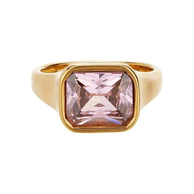 Square Cocktail Ring: Pink