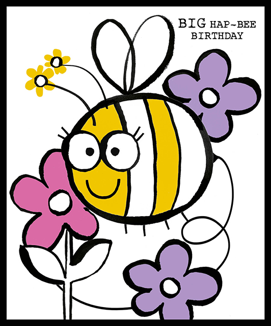 Greeting Card Birthday - Doodle Big Bumble Bee - NBW41