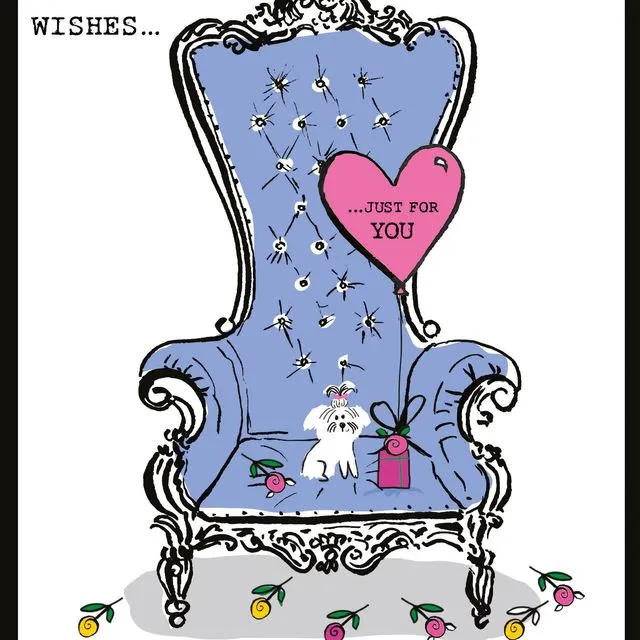 Greeting Card Birthday - Doodle Tiny Dog/Chair -NBW67