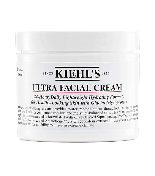 Kiehl's Ultra Facial Cream, with 4.5% Squalane to Strengthen Skin's Moisture Barrier, Skin Feels Softer and Smoother, Long-Lasting Hydration, Easy and Fast-Absorbing, All Skin Types - 4.2 fl oz