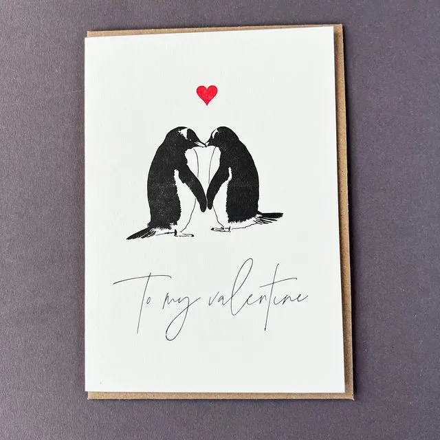 Valentine Penguins Card