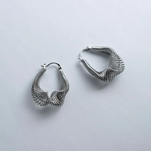 Spiral Twist Geometric Wavy Abstract Modern Hoop Earrings