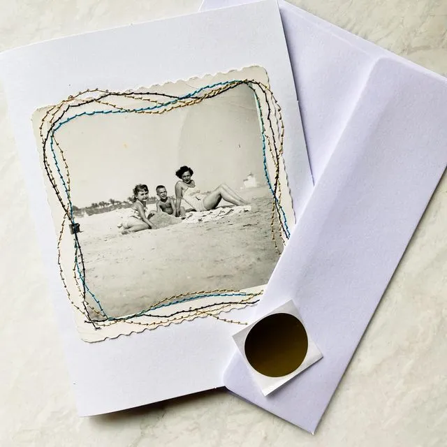 Embellished Coastal Vintage Photo Greeting Card