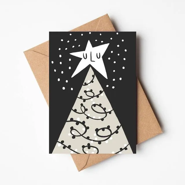 Nighttime Tree' Black and White Christmas Card