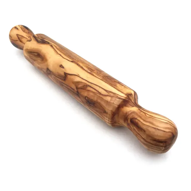 Mini rolling pin with 2 handles 25 cm Ø 4 cm made of olive wood