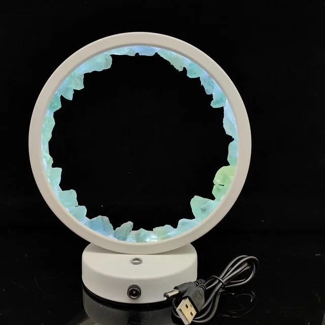 Creative Crystal Round Rechargeable Desk Lamp Decoration Quartz Crystal Cluster Night Lamp