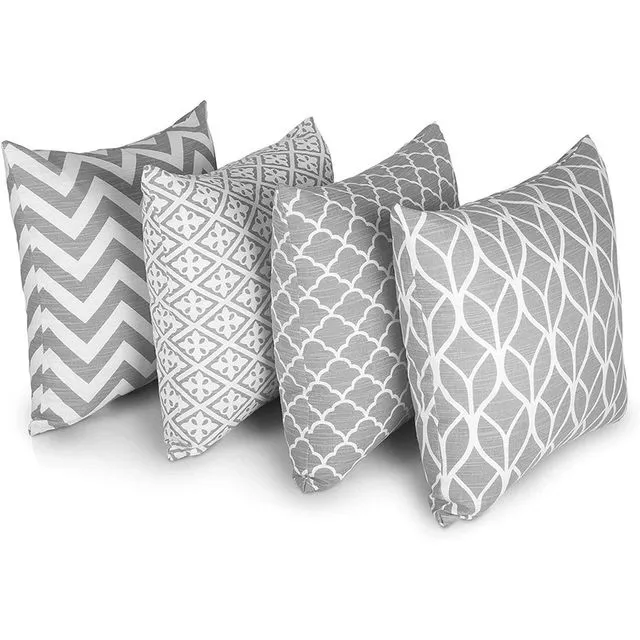Penguin Home Set of 4 - Decorative Geometric Pattern Double Sided Square Cushion Covers