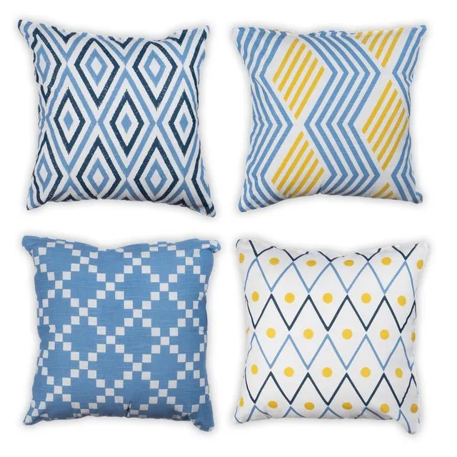 Penguin Home 100% Cotton Tessellated Double Sided Square Cushion Covers - (Set of 4)