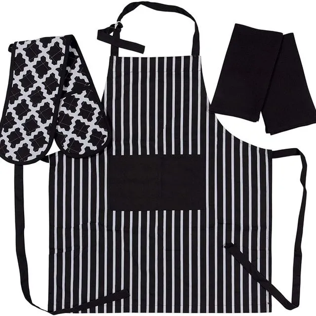 Penguin Home Apron, Double Oven Glove and 2 Kitchen Tea Towels Set