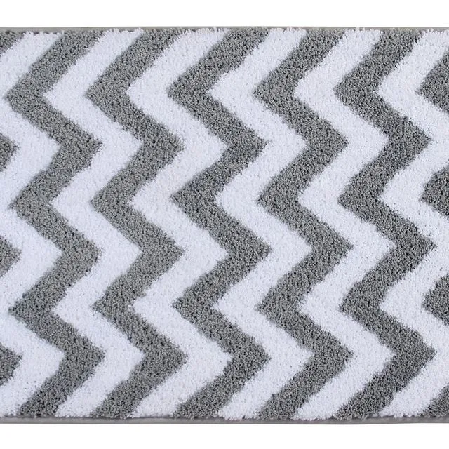 Penguin Home Microfiber Tufted Reversible Bath Mat - Waves and Rectangles