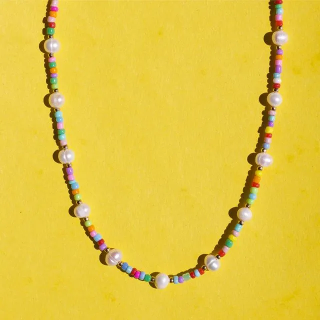 Vaclav - Rainbow Pearl Beaded Necklace