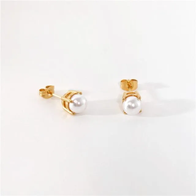 Adona - Classic Wedding Pearl Stud Earrings