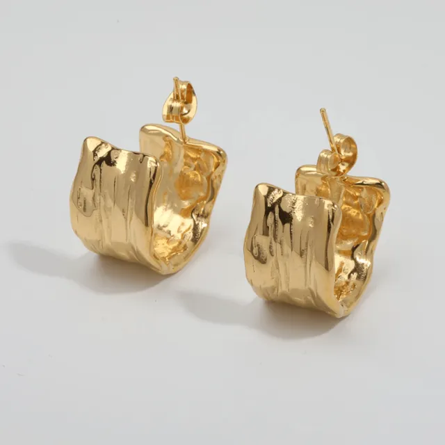 Galina - Hammered Textured Gold Hoop Earrings