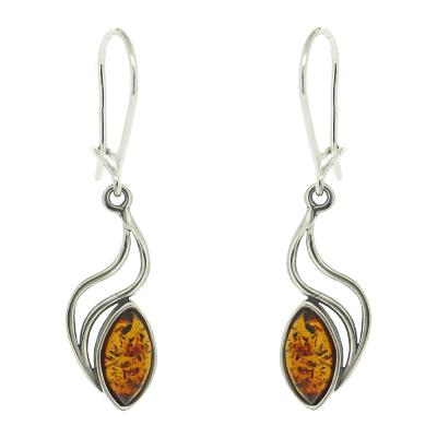 Cognac Amber Double Wave Earrings with and Presentation Box (Copy)