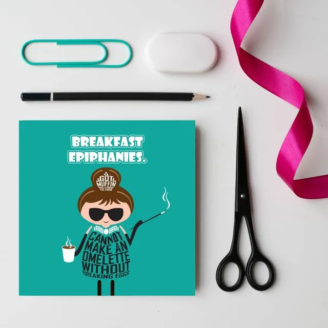 Breakfast at Tiffany's Audrey Hepburn card - Cute any occasion / encouragement card for her