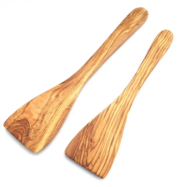 Flat spatula made of olive wood