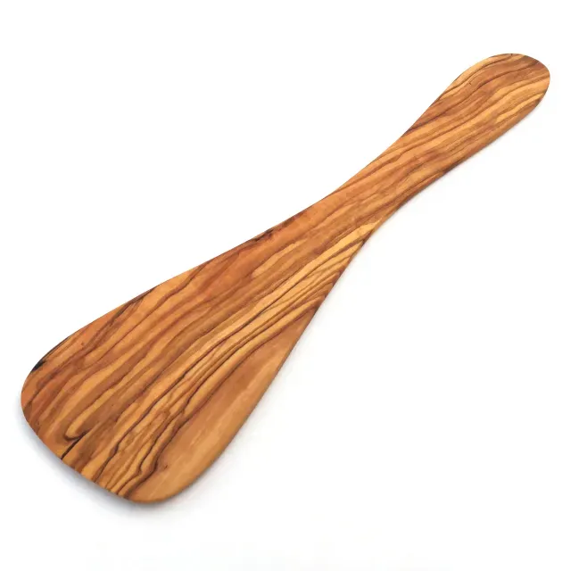 Flat lightweight extra-wide spatula L. 30 cm made of olive wood