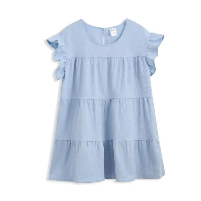 KIDS Baby Blue Tiered Short-Sleeve Shift Dress Multi-sizes pack
