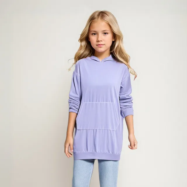 KIDS Purple Velvet Hooded Long-Sleeve Shift Dress Multi-sizes pack