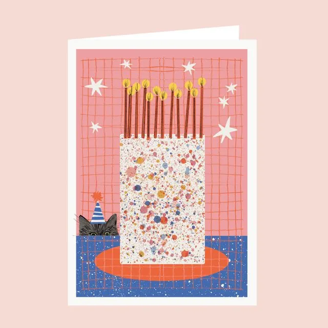 Cake & Cat Birthday Card