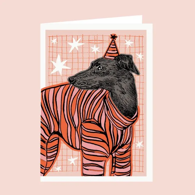 Greyhound Party Birthday Card