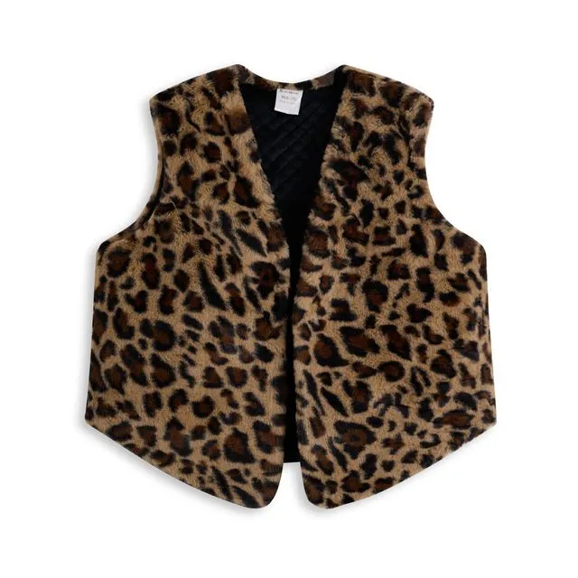 KIDS Black & Brown Leopard Faux Fur Vest Multi-sizes pack