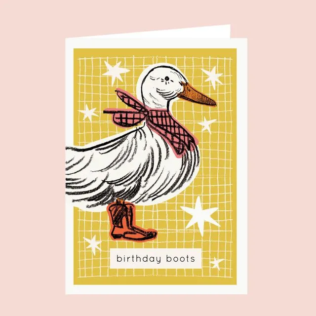 Birthday Boots Cowboy Duck Card