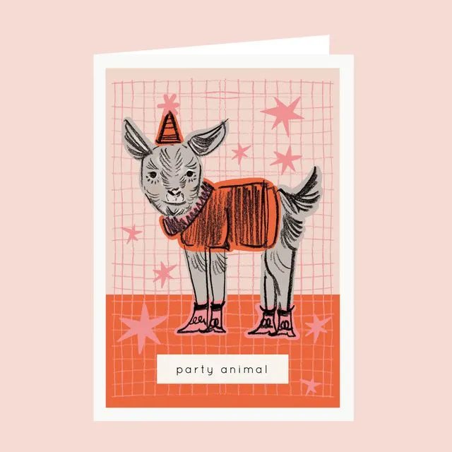 Party Animal Goat Birthday Card / Kids Birthday Card