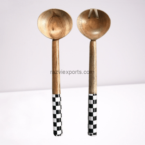 Best Quality Mango Wood Spoon Set With Enamel Handle