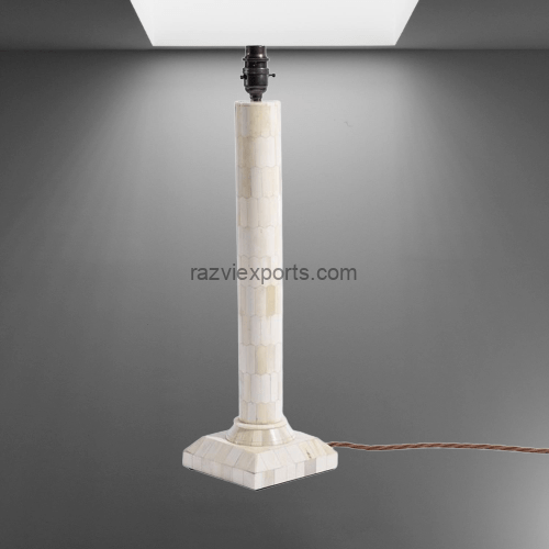 Best Quality Pillar Design Bone Inlay Lamp Base 16 White