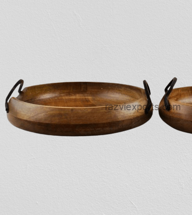 Best Quality Wooden Serving Bowls With Metal Handles