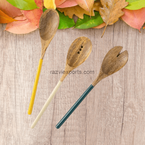 Best Quality Wooden Serving Spoons Set Enamel