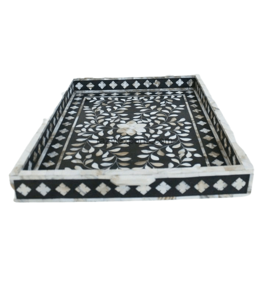 Crushed Mother Of Pearl Inlay Tray Floral- Razvi Exports