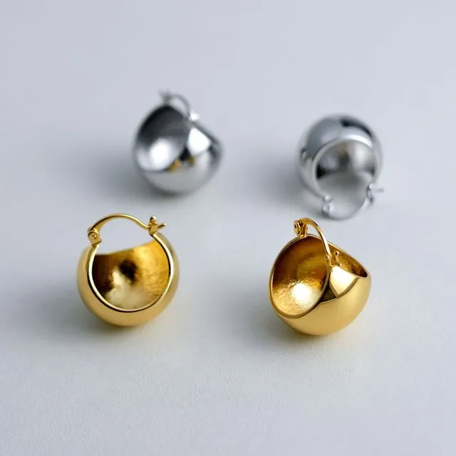 Classic Gold Silver Minimalist Chubby Hoop Earrings