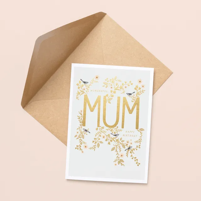 "Mum" Type Birthday Card with Foil