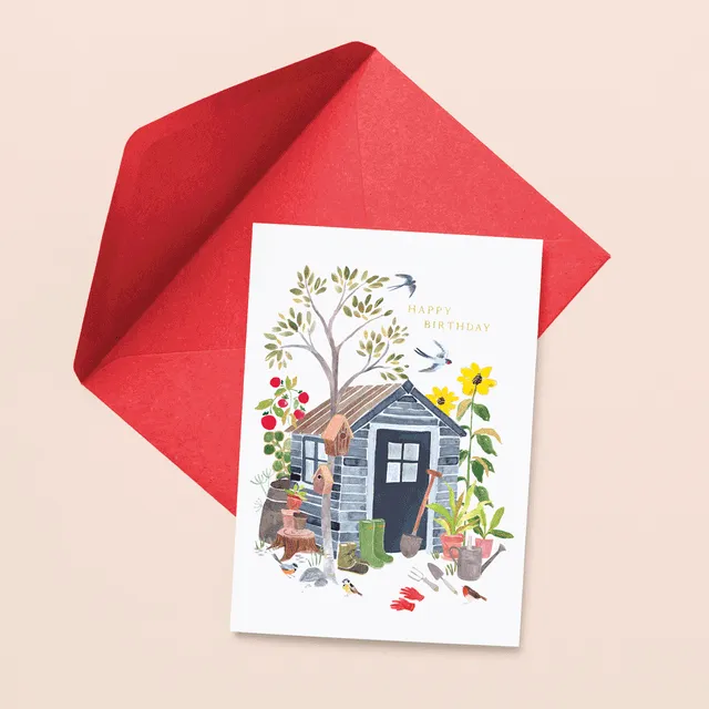 Happy Birthday Shed Greetings Card with Foil