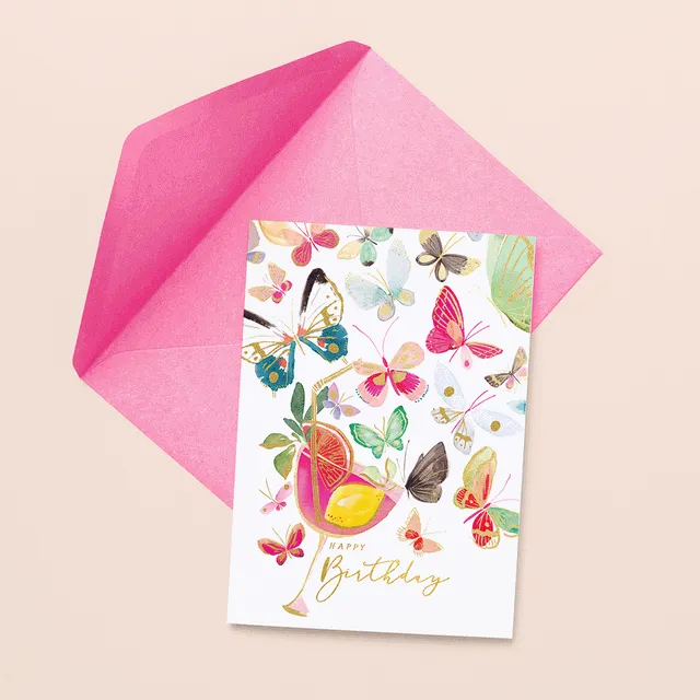 Butterflies Birthday Card With Foil