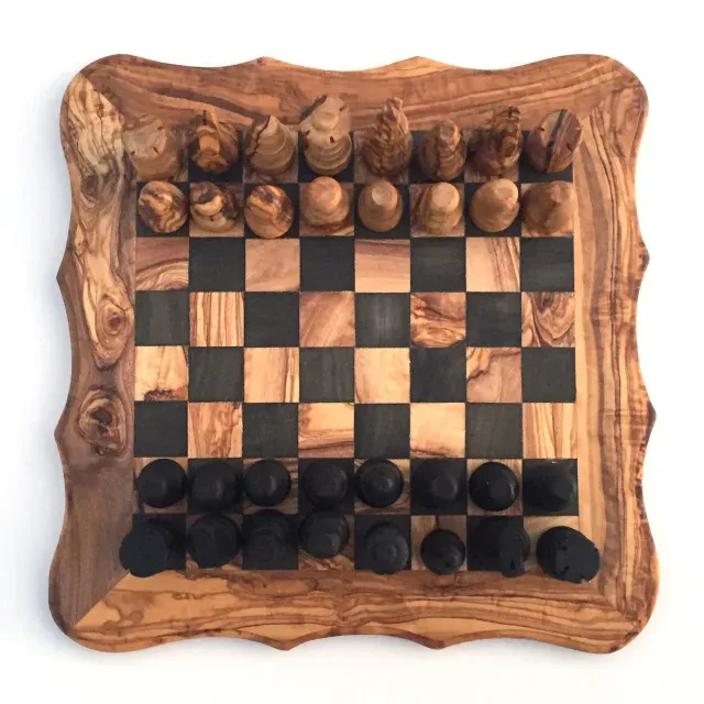 Chess set, chessboard size large made of olive wood