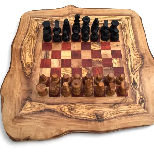 Chess set, chessboard size medium made of olive wood