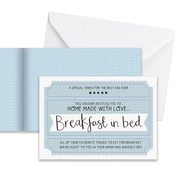 Breakfast in Bed Voucher Greeting Card for Dad Father's Day