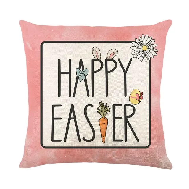Easter Cute Rabbit Cushion Cover Linen Print Cushion Cover - JYM275-2